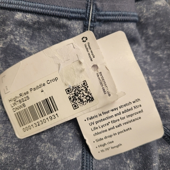 Lululemon High Rise Paddle Crop 15.75" Denim Wash Print Blue Hail Multi Size 4 - Picture 15 of 16